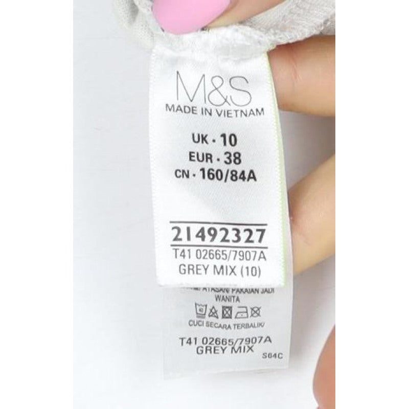 M&S Collection Women Grey UK 10 Open Front Notch Lapel Blazer Jacket