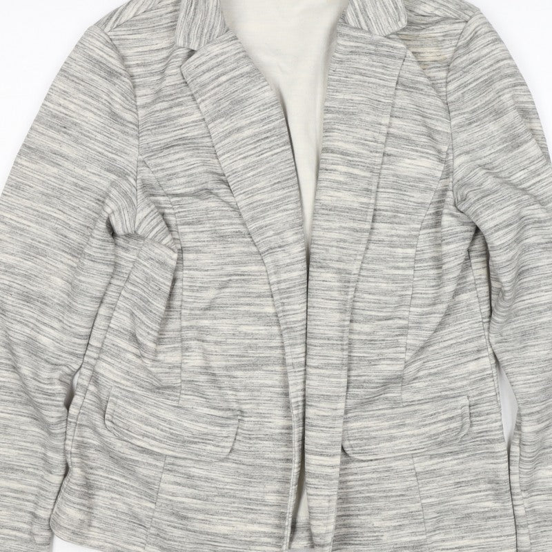 M&S Collection Women Grey UK 10 Open Front Notch Lapel Blazer Jacket