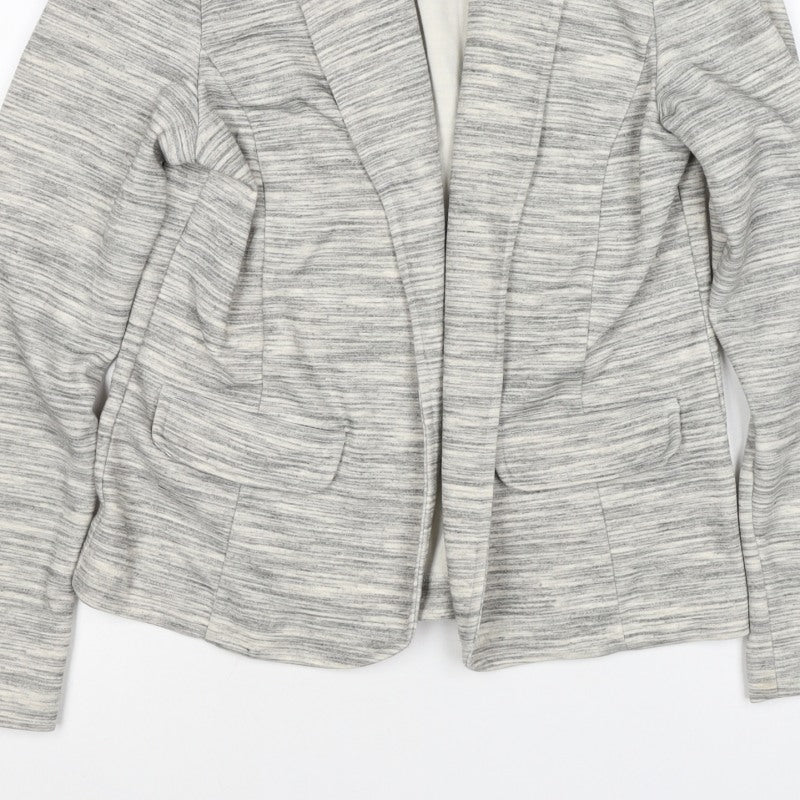 M&S Collection Women Grey UK 10 Open Front Notch Lapel Blazer Jacket