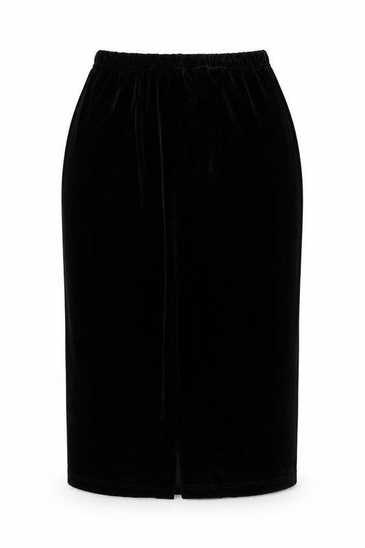 Julien Macdonald Women Black Velvet Pencil Skirt UK 12 Knee Length