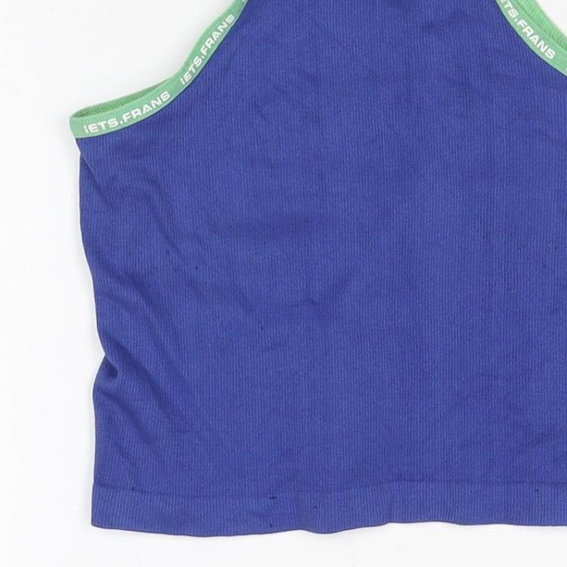 Lets Frans Women’s Blue Green Racerback Tank Top Size S Stretch