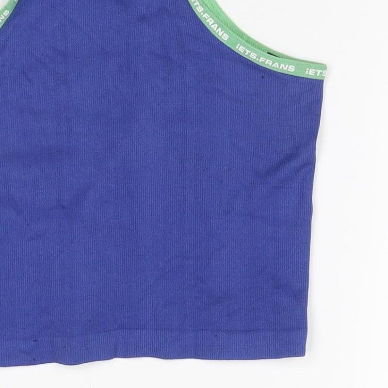 Lets Frans Women’s Blue Green Racerback Tank Top Size S Stretch