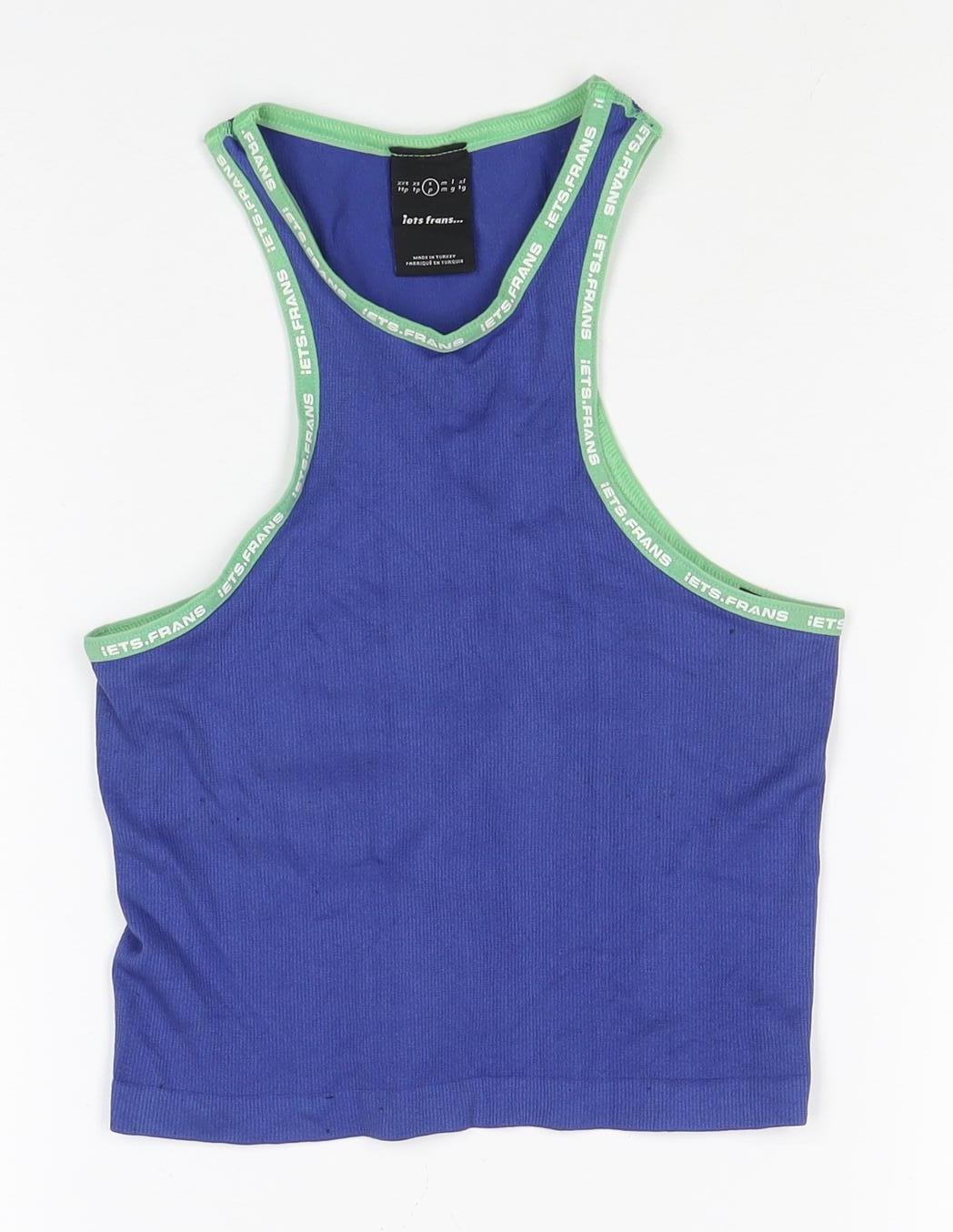 Lets Frans Women’s Blue Green Racerback Tank Top Size S Stretch