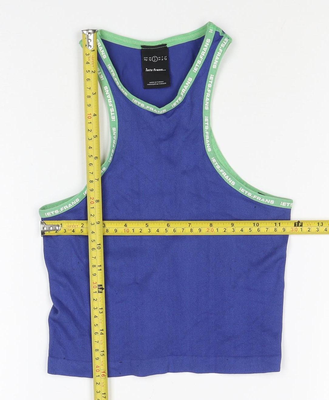 Lets Frans Women’s Blue Green Racerback Tank Top Size S Stretch