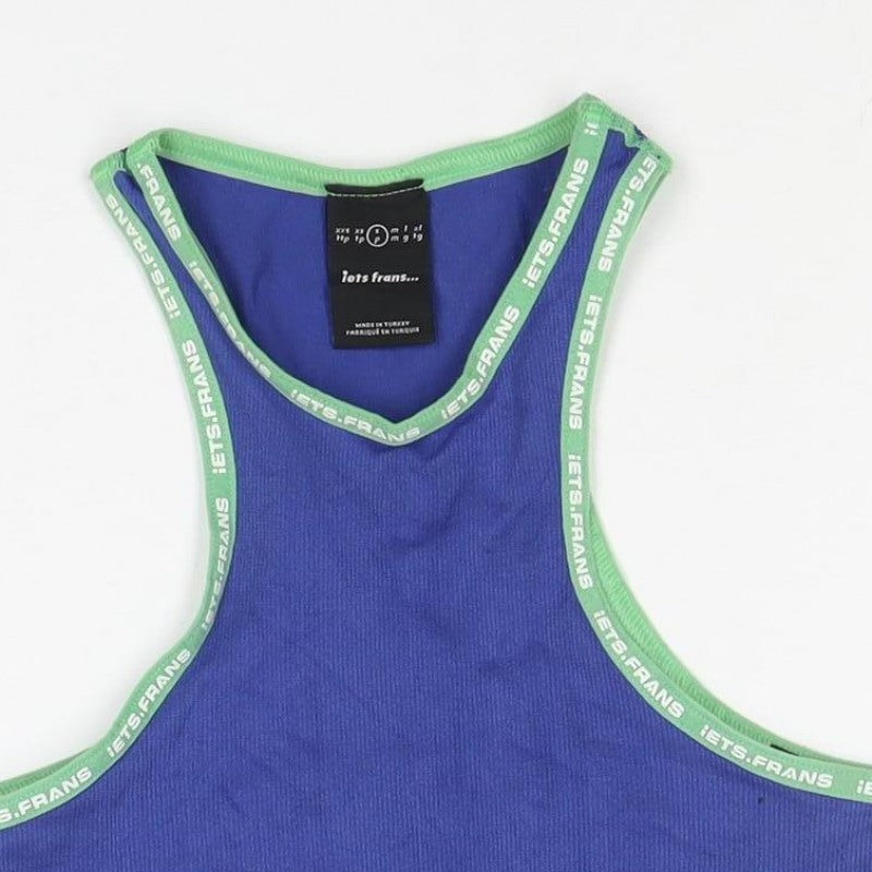 Lets Frans Women’s Blue Green Racerback Tank Top Size S Stretch