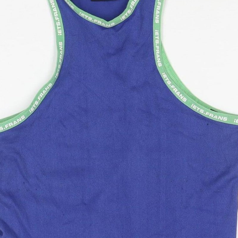 Lets Frans Women’s Blue Green Racerback Tank Top Size S Stretch