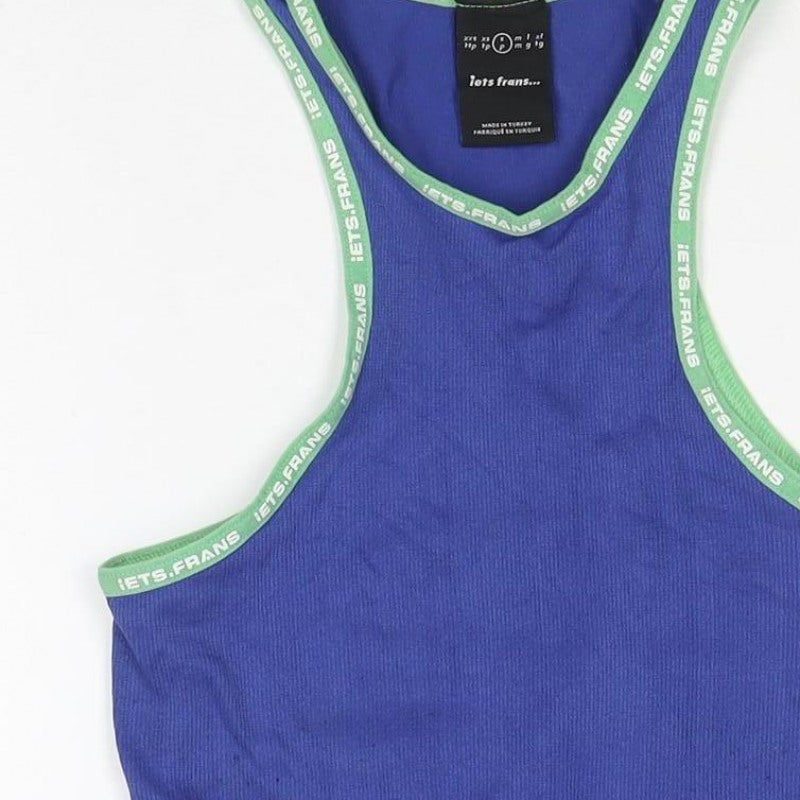 Lets Frans Women’s Blue Green Racerback Tank Top Size S Stretch
