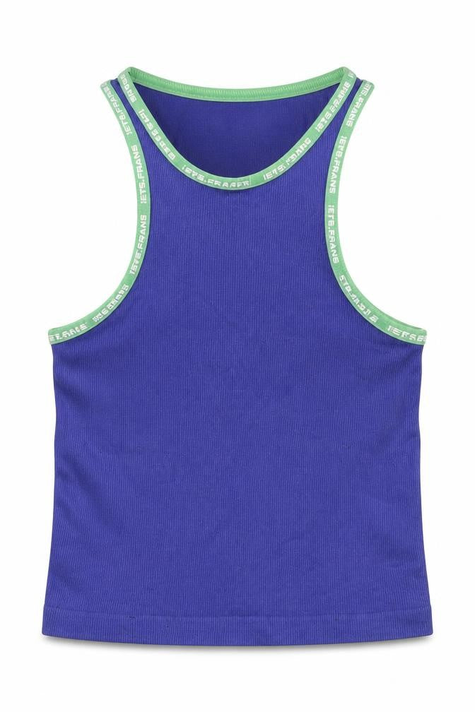 Lets Frans Women’s Blue Green Racerback Tank Top Size S Stretch