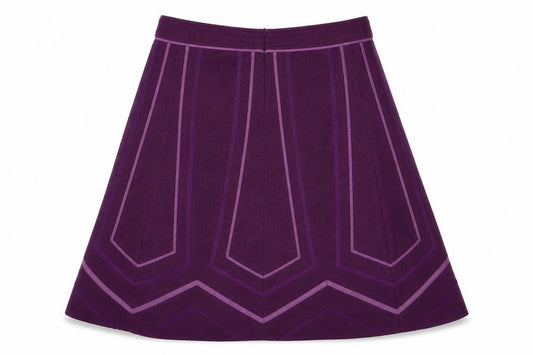 Noa Noa Women Purple UK 14 A-Line Wool Geometric Knee Skirt
