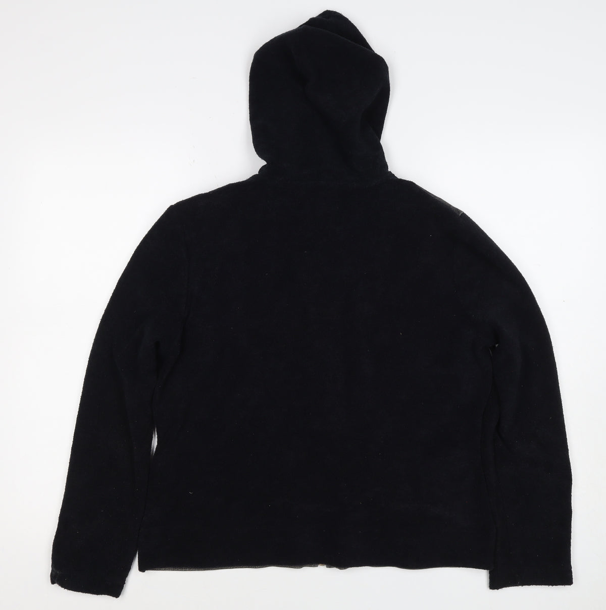 M&Co Women Grey Black L Hooded Denim Zip Jacket Cotton Blend