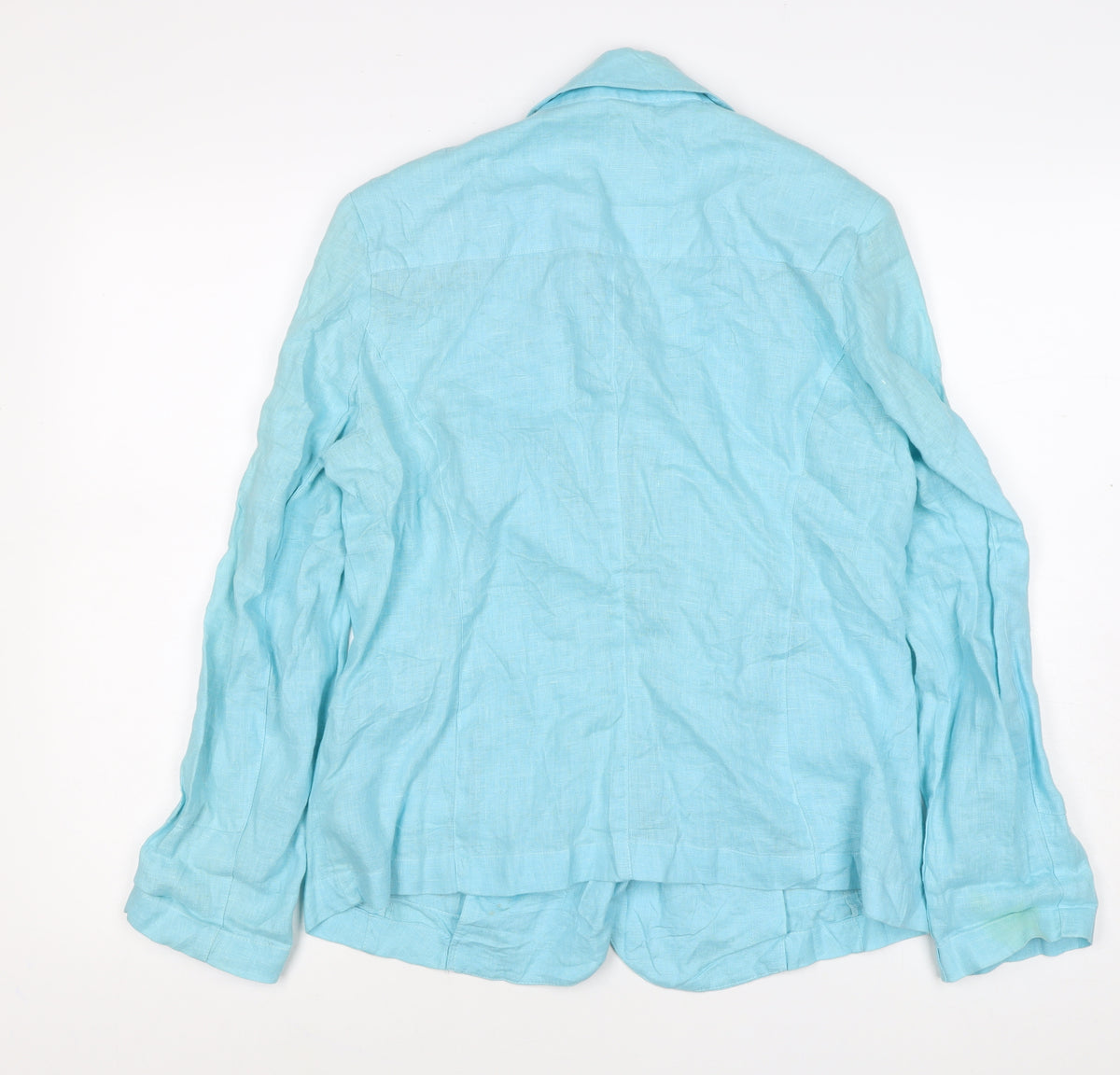 First Avenue Women Blue Linen Blazer UK 14 Two Button Lightweight
