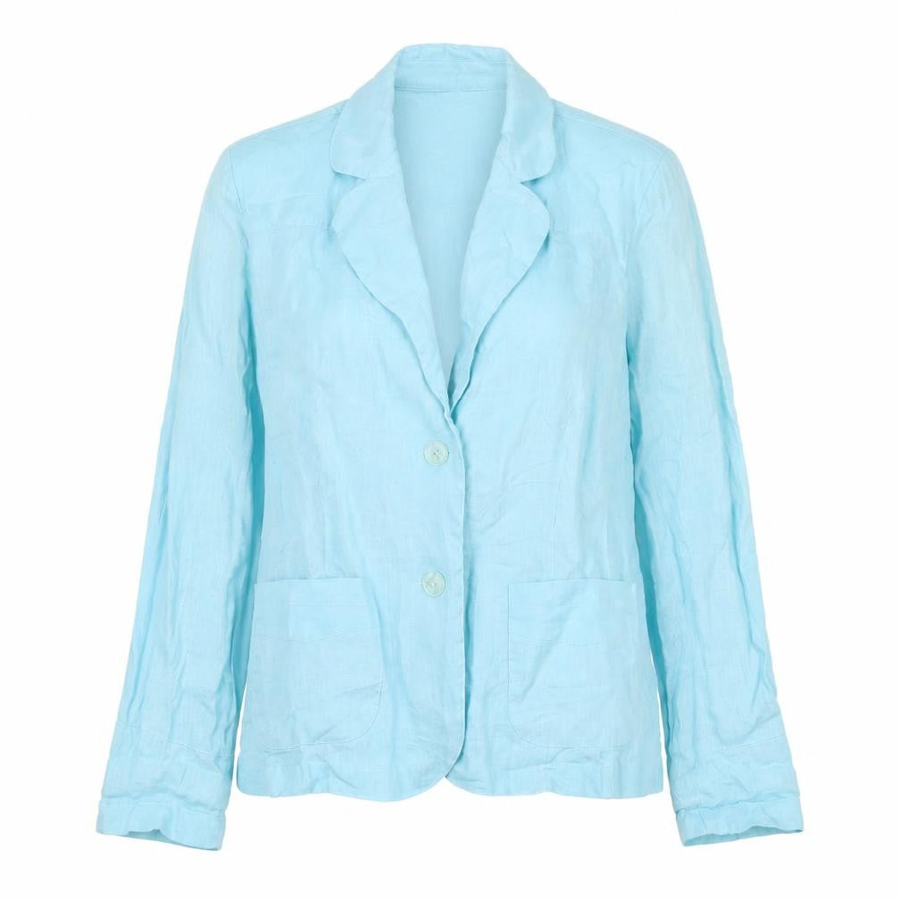 First Avenue Women Blue Linen Blazer UK 14 Two Button Lightweight