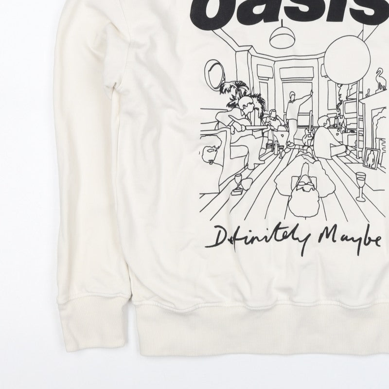 M&S Women Ivory S Oversized Oasis Definitely Maybe Graphic Sweatshirt
