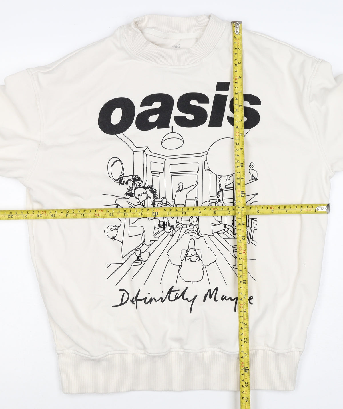 M&S Women Ivory S Oversized Oasis Definitely Maybe Graphic Sweatshirt