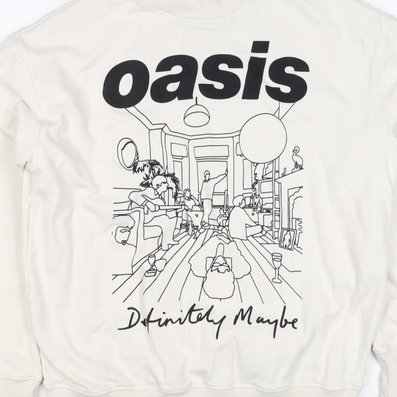 M&S Women Ivory S Oversized Oasis Definitely Maybe Graphic Sweatshirt