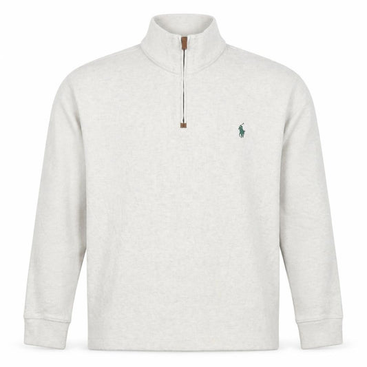 Polo Ralph Lauren Men's Ivory M Quarter Zip Cotton Knit Sweatshirt Logo