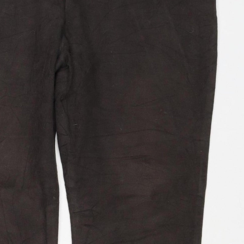 Jigsaw Women’s Brown Size 12 Cotton Stretch Bootcut Trousers Button Cuffs