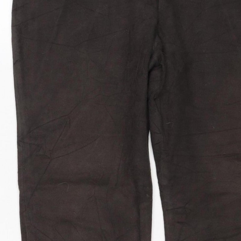 Jigsaw Women’s Brown Size 12 Cotton Stretch Bootcut Trousers Button Cuffs