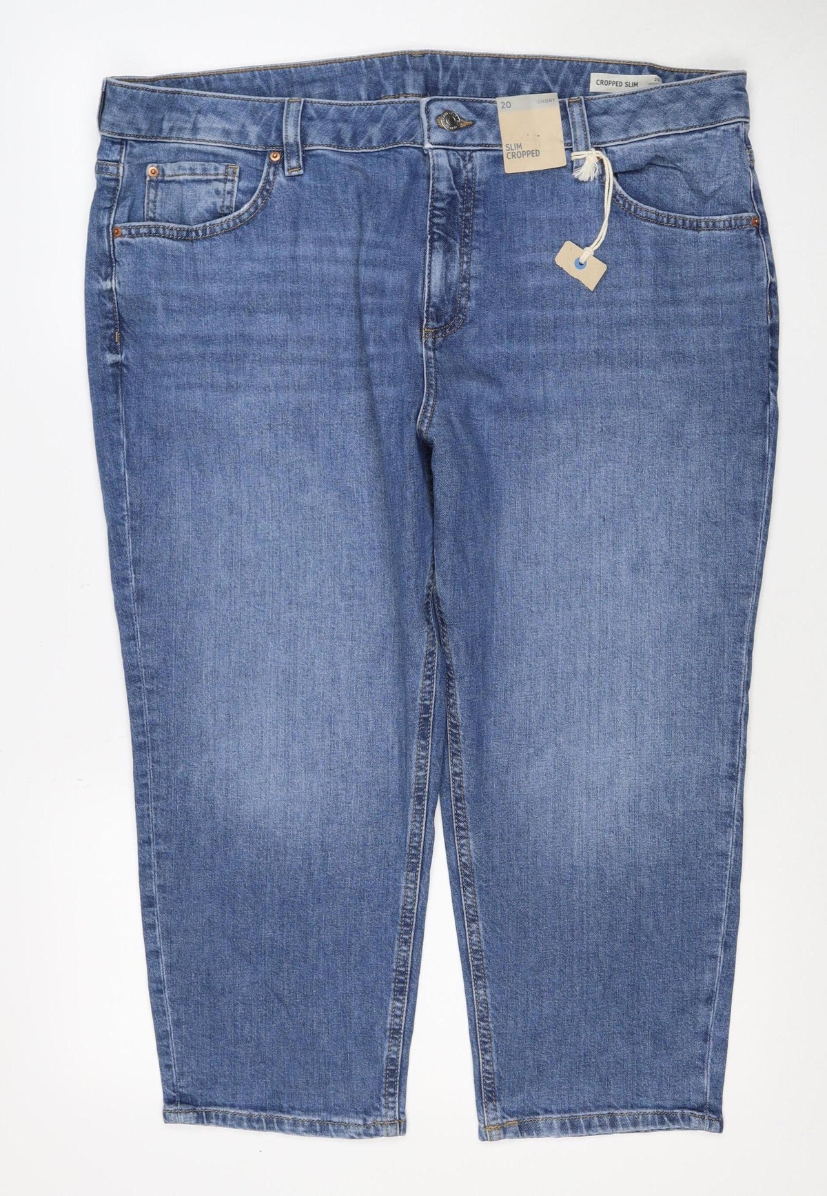 Marks & Spencer Women Blue UK 20 Cropped Slim Jeans Short
