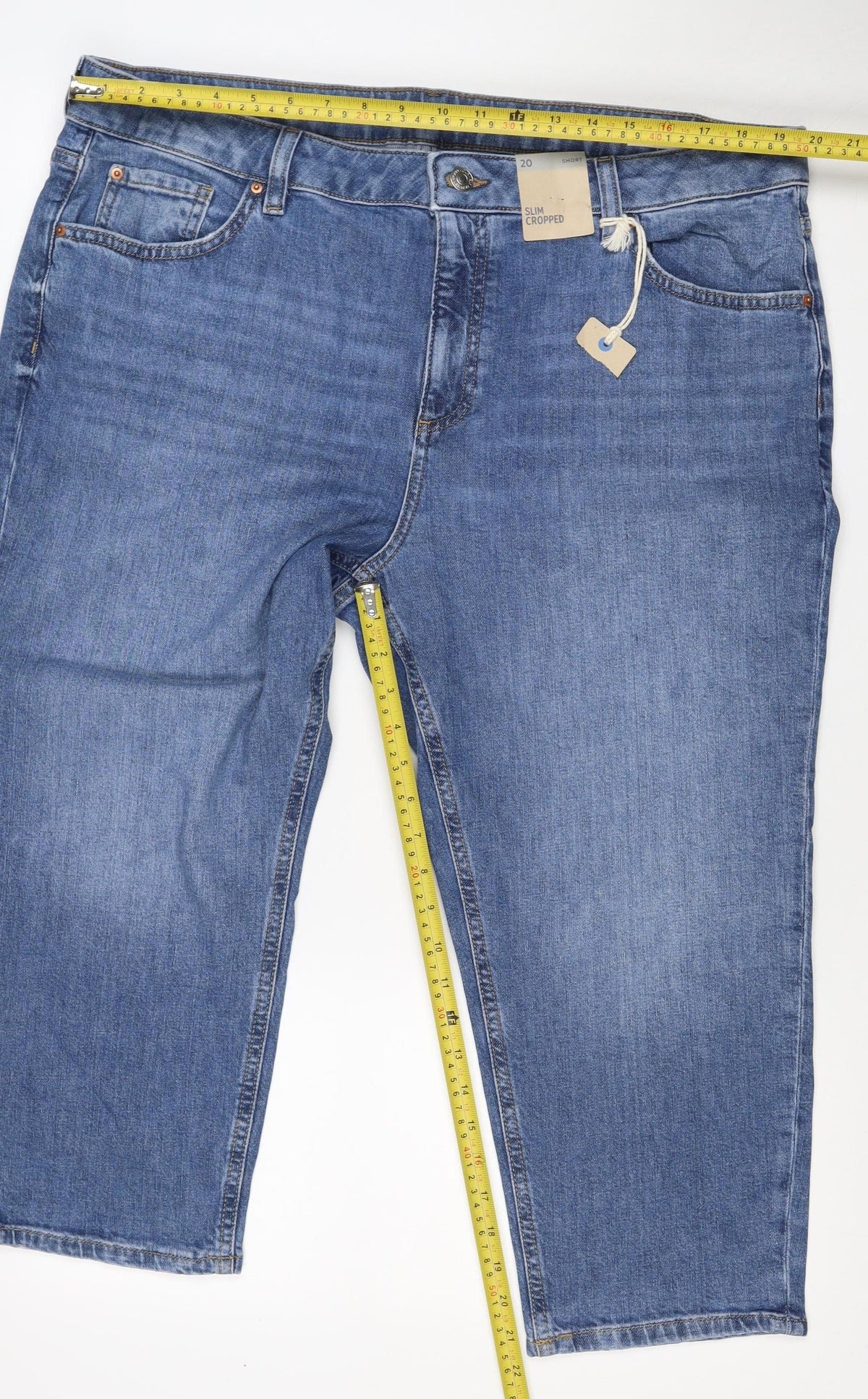 Marks & Spencer Women Blue UK 20 Cropped Slim Jeans Short