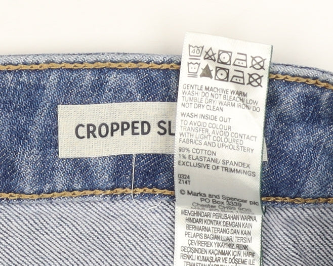 Marks & Spencer Women Blue UK 20 Cropped Slim Jeans Short