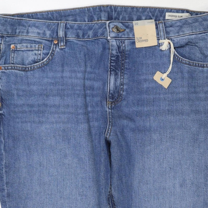 Marks & Spencer Women Blue UK 20 Cropped Slim Jeans Short