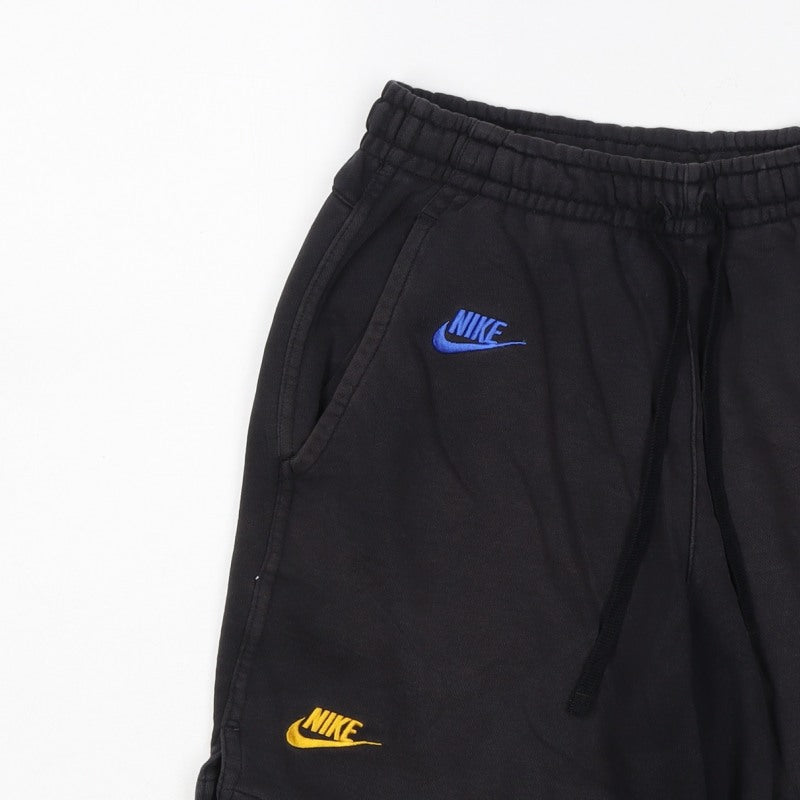 Nike Men’s Black Small Sweat Shorts Embroidered Logo Drawstring