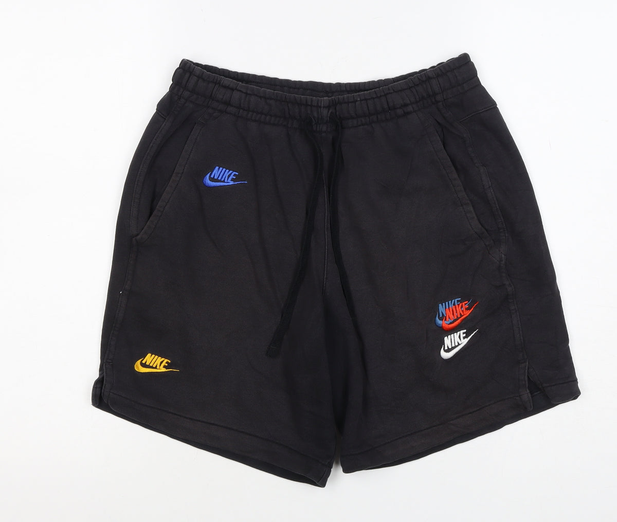 Nike Men’s Black Small Sweat Shorts Embroidered Logo Drawstring