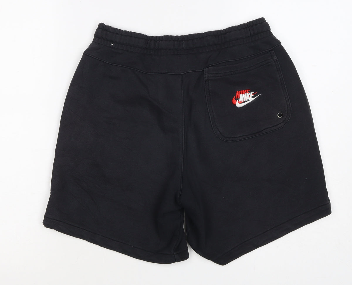 Nike Men’s Black Small Sweat Shorts Embroidered Logo Drawstring