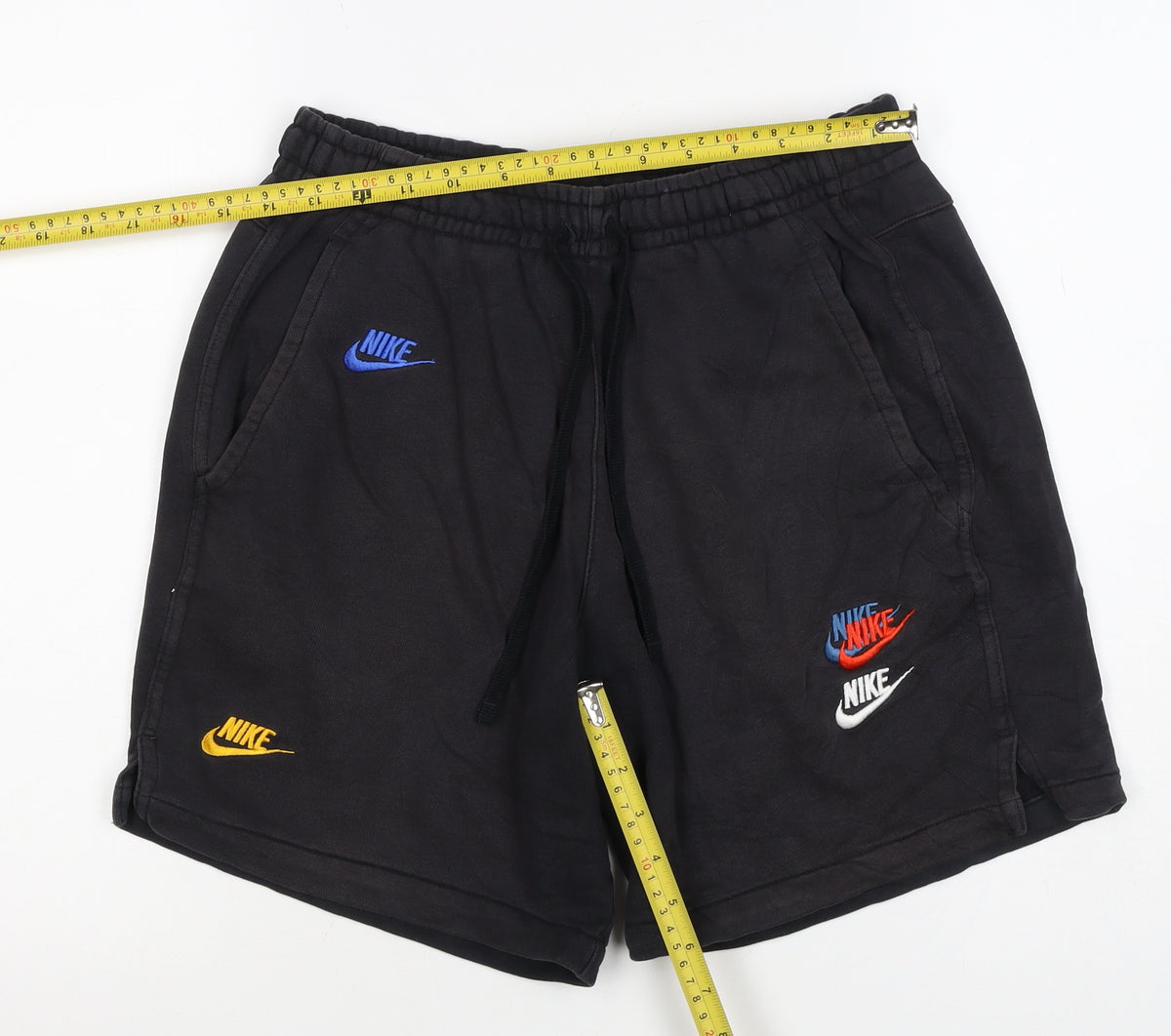 Nike Men’s Black Small Sweat Shorts Embroidered Logo Drawstring