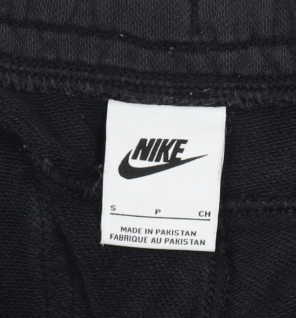Nike Men’s Black Small Sweat Shorts Embroidered Logo Drawstring