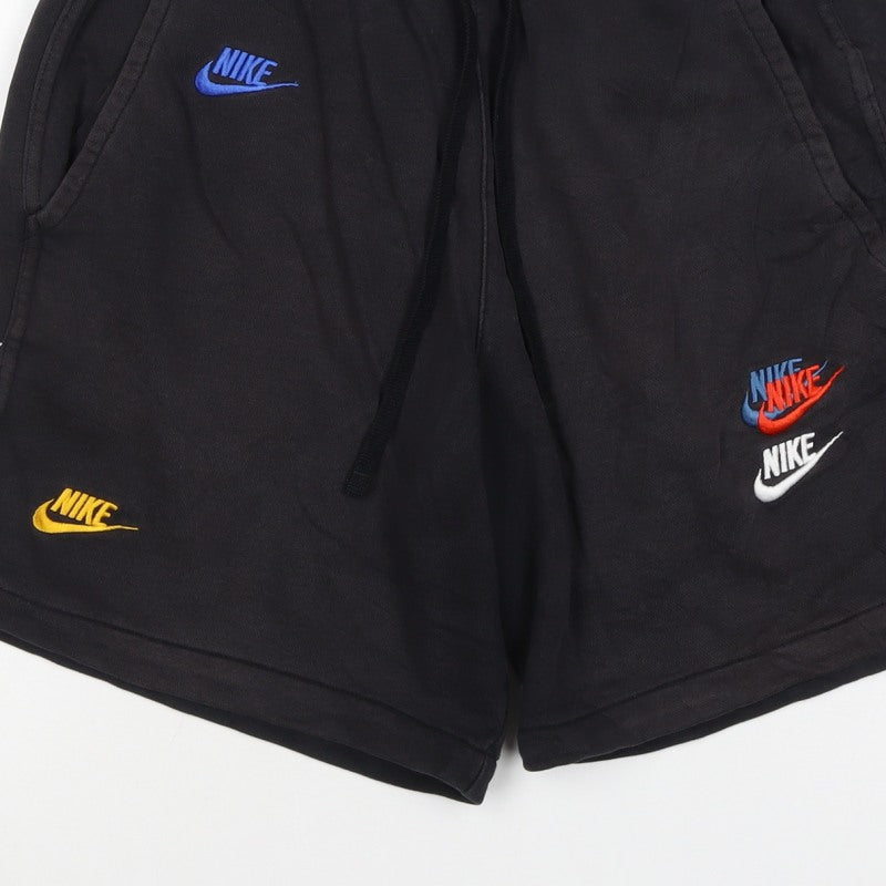 Nike Men’s Black Small Sweat Shorts Embroidered Logo Drawstring