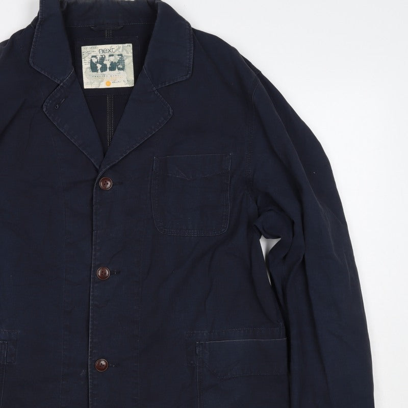 Next Men’s Navy Blue XL Cotton Workwear Button Jacket