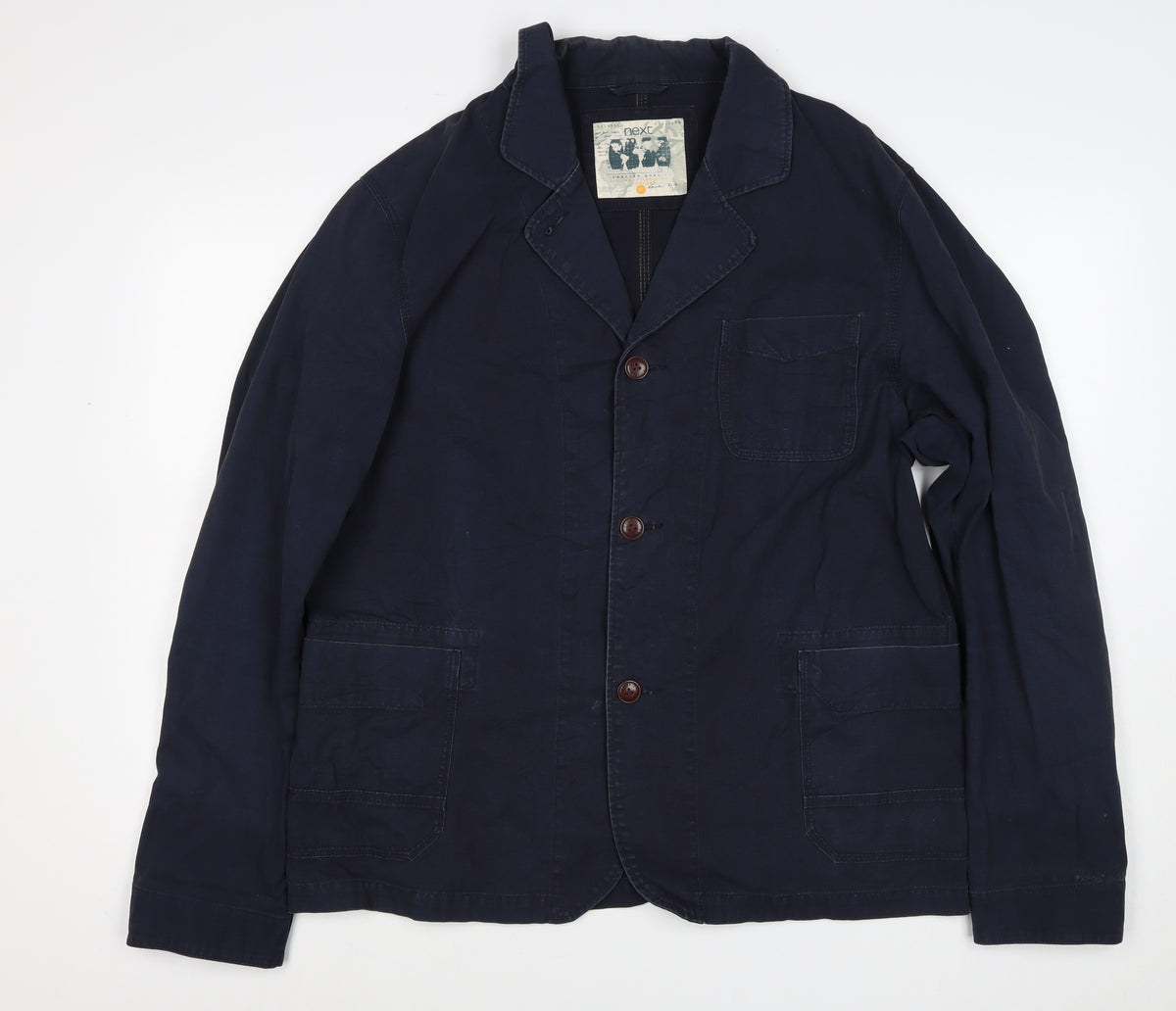 Next Men’s Navy Blue XL Cotton Workwear Button Jacket