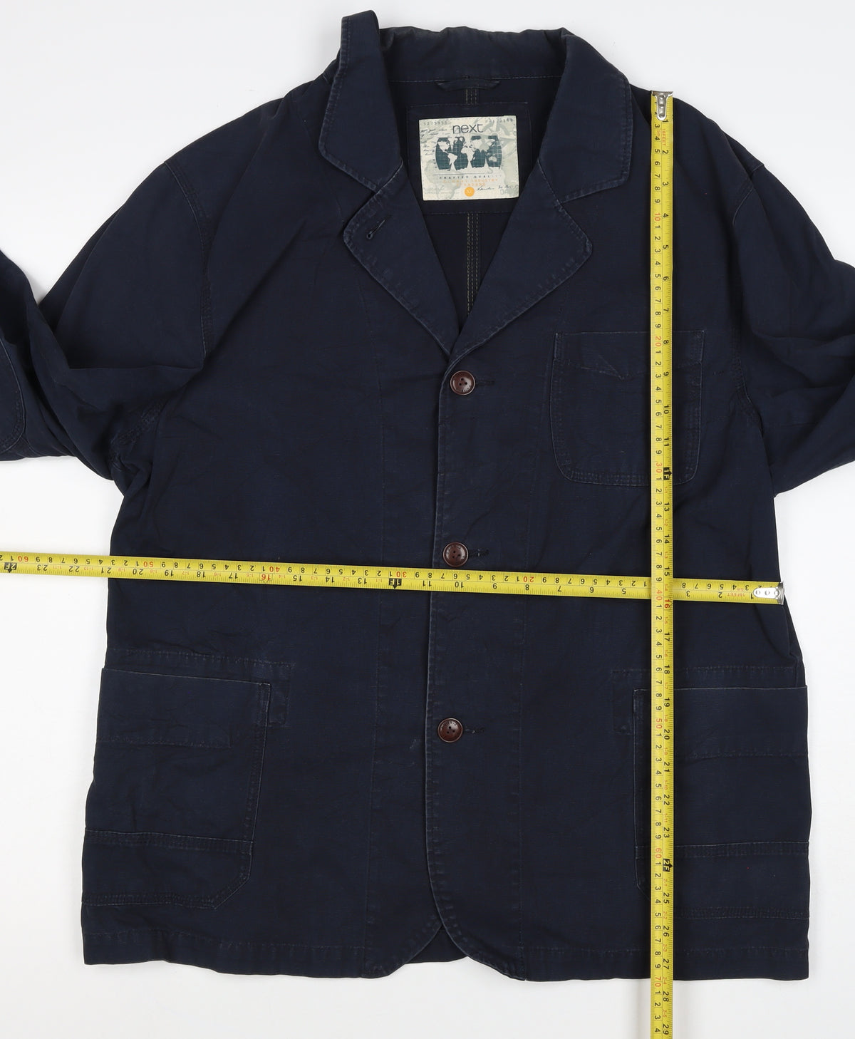 Next Men’s Navy Blue XL Cotton Workwear Button Jacket