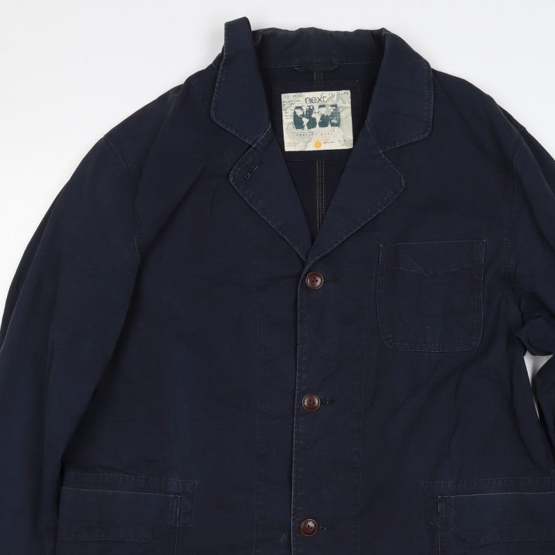 Next Men’s Navy Blue XL Cotton Workwear Button Jacket