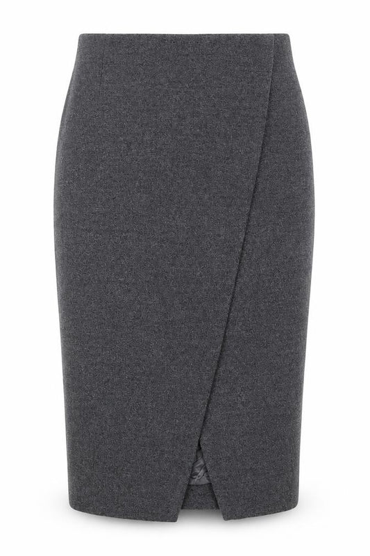 Massimo Dutti Women Grey UK 14 Wool Blend Midi Pencil Skirt Lined