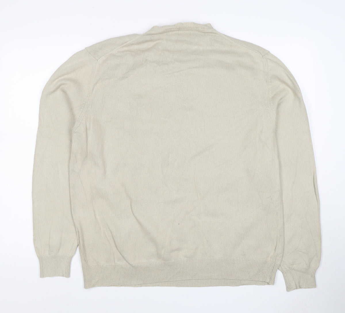 Marlboro Classics Men’s Beige Cotton Crew Neck Logo Jumper L
