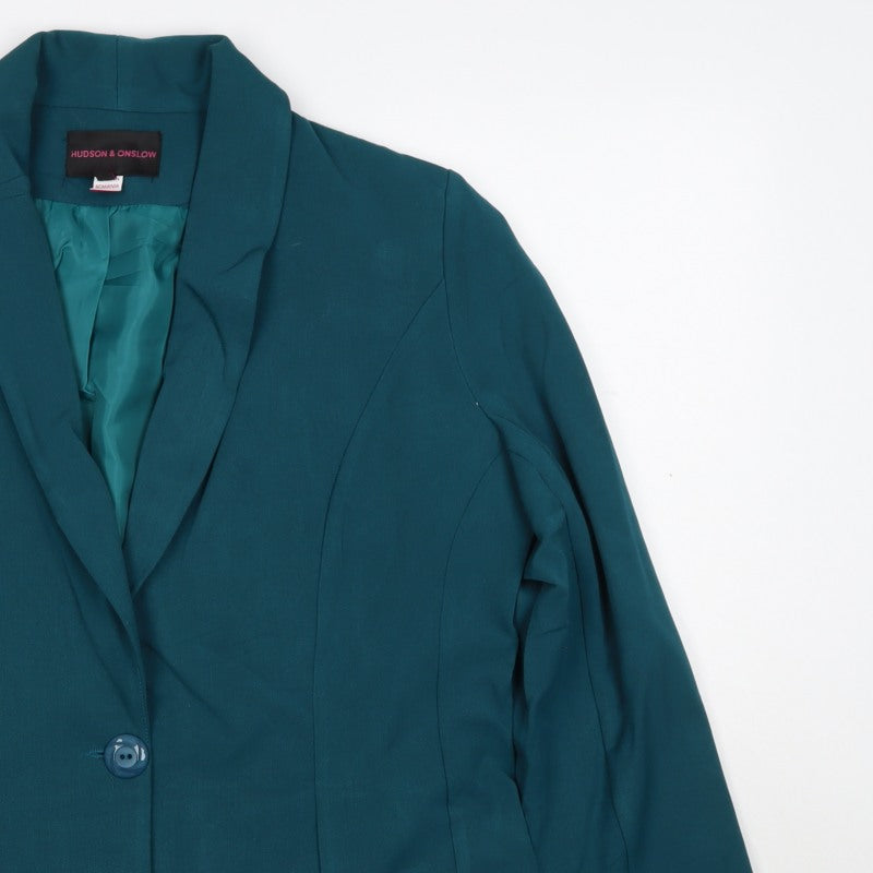 Hudson & Onslow Women’s Green Size 16 One Button Shawl Lapel Blazer