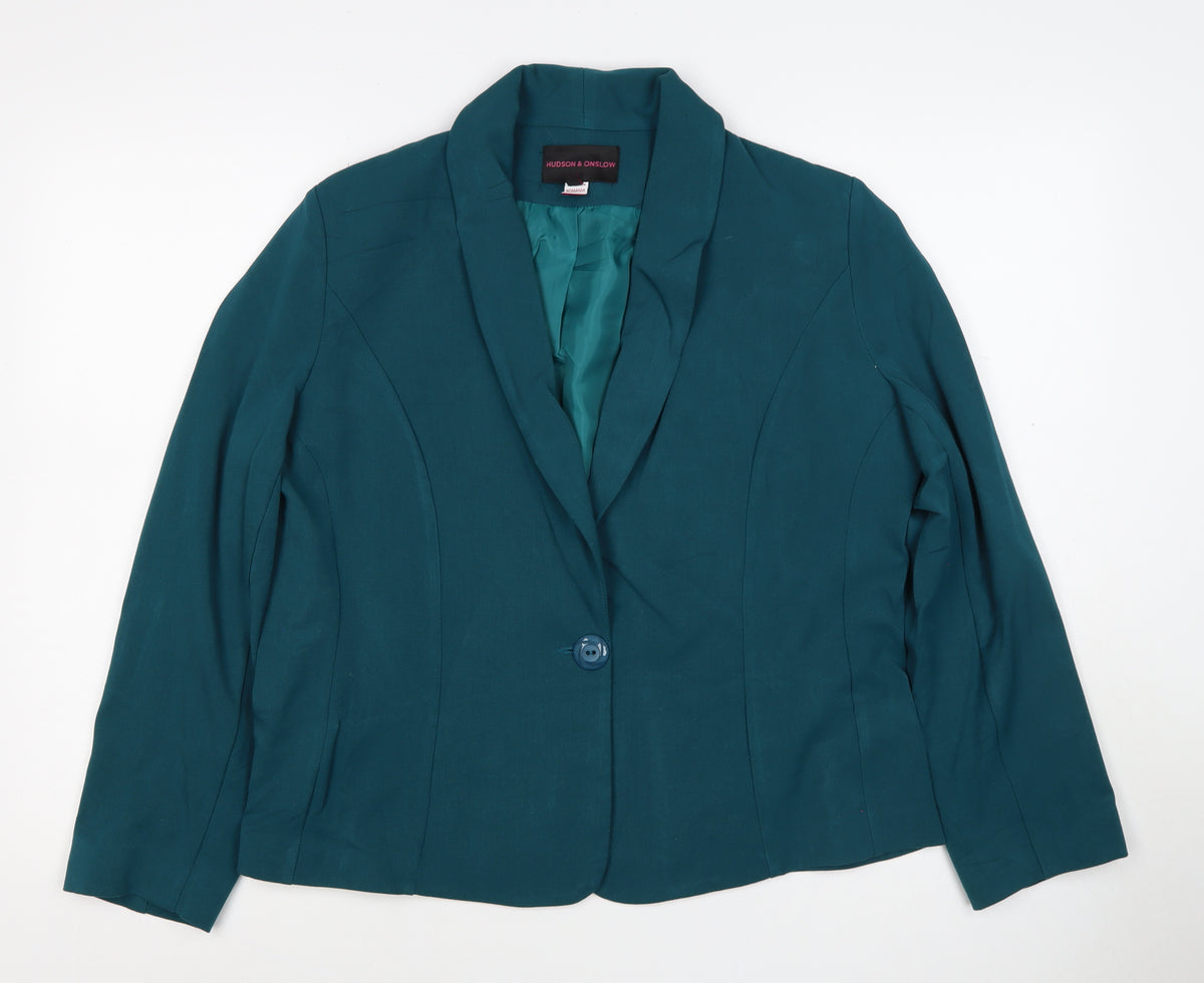 Hudson & Onslow Women’s Green Size 16 One Button Shawl Lapel Blazer