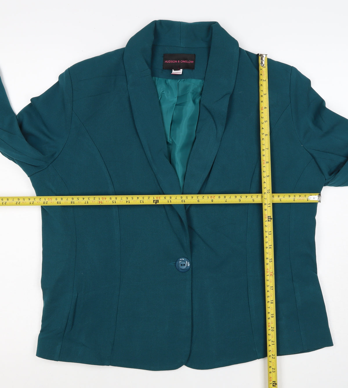 Hudson & Onslow Women’s Green Size 16 One Button Shawl Lapel Blazer