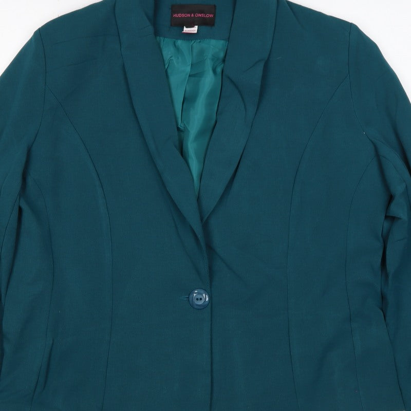 Hudson & Onslow Women’s Green Size 16 One Button Shawl Lapel Blazer