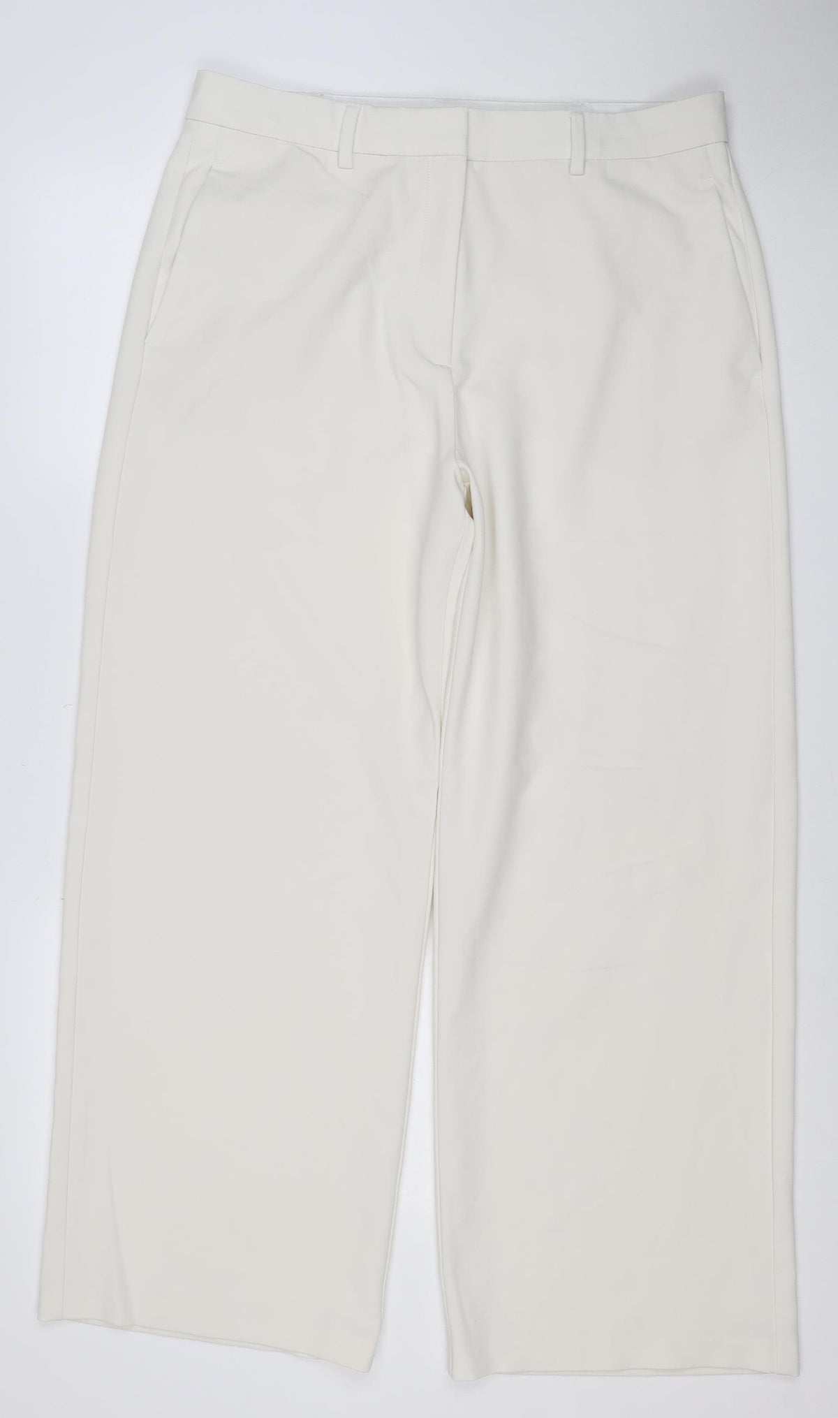 Marks & Spencer Women White Size 16 Regular Straight Leg Trousers