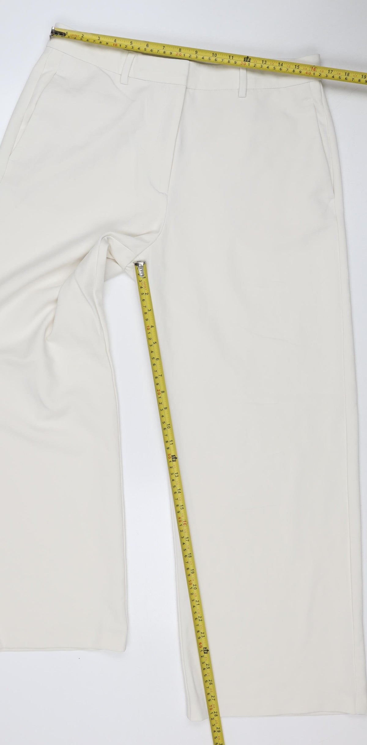 Marks & Spencer Women White Size 16 Regular Straight Leg Trousers