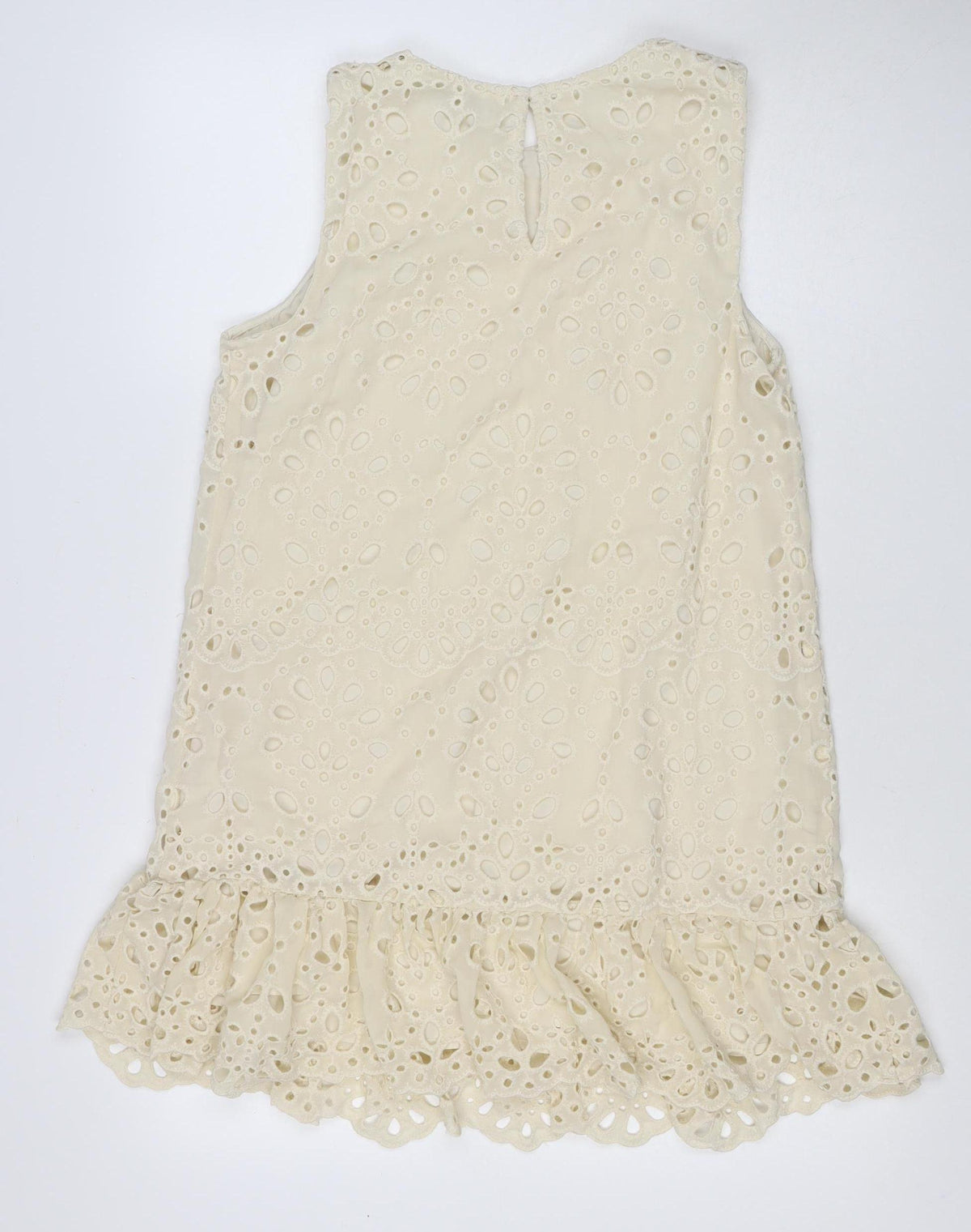M&S Womens Ivory Size 12 Midi Shift Dress Floral Ruffle Wedding