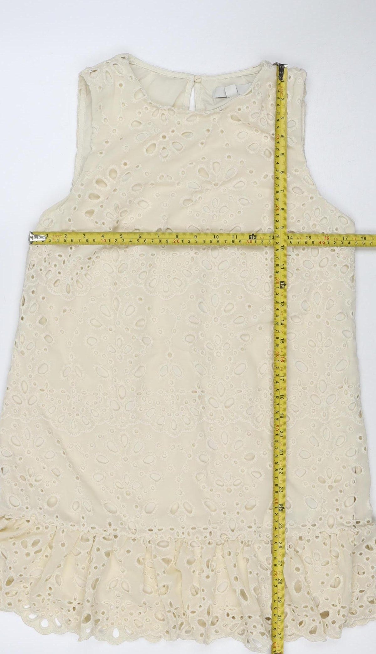 M&S Womens Ivory Size 12 Midi Shift Dress Floral Ruffle Wedding
