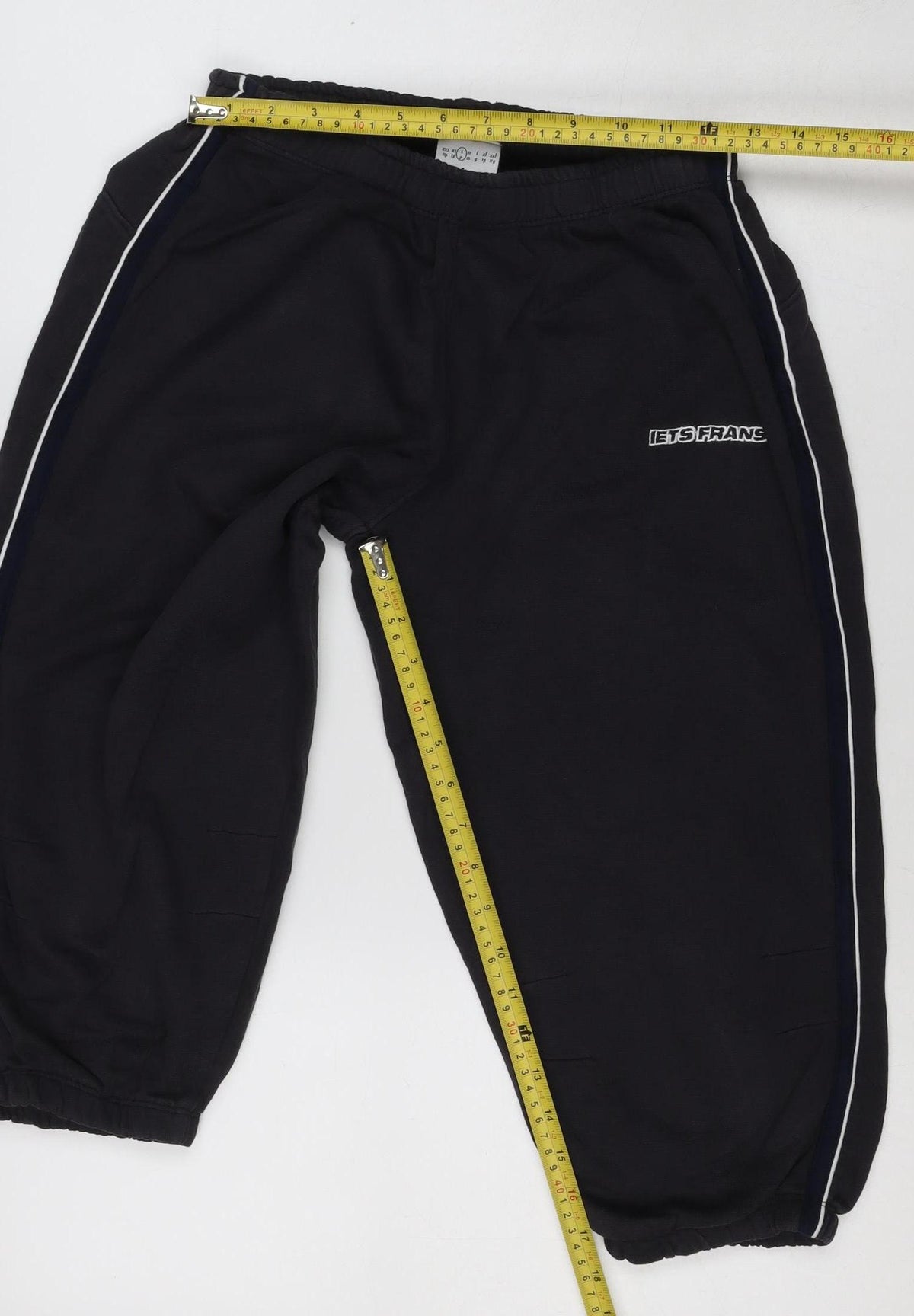 lets frans Women Black S Jogger Track Pants Cotton Side Stripe