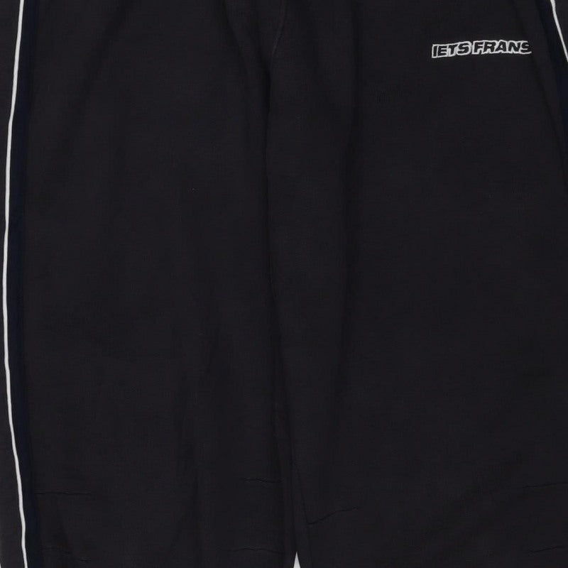 lets frans Women Black S Jogger Track Pants Cotton Side Stripe