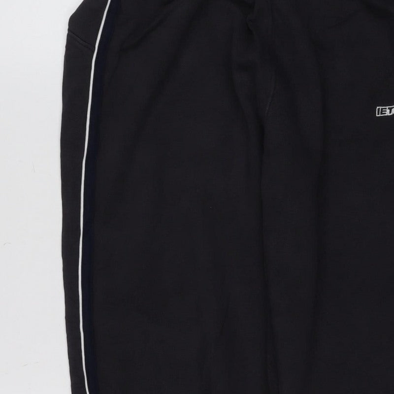 lets frans Women Black S Jogger Track Pants Cotton Side Stripe