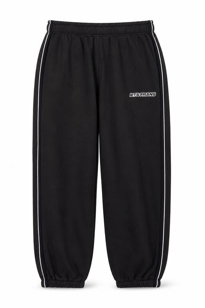 lets frans Women Black S Jogger Track Pants Cotton Side Stripe